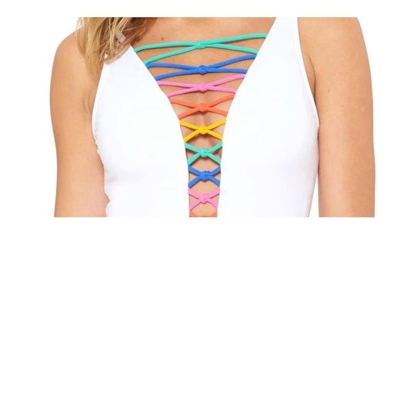 New Bleu Rod Beattie Womens Swimwear One-Piece Strappy White size 12 - Picture 4 of 4